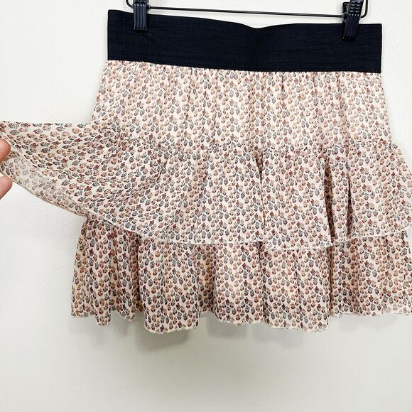 Y2K‎ Deb Mini Skirt Womens Large Boho Chic Cottagecore Vintage Floral Ruffled - Picture 2 of 9